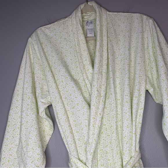 Aria green‎ ditsy floral print cotton long length maxi robe with belt. Size S - Picture 4 of 9